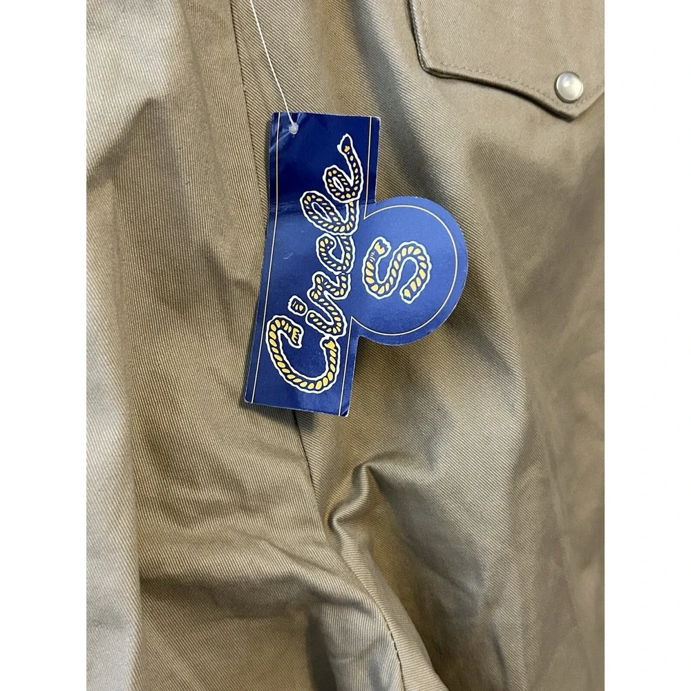 Circle S Western Pants Mens W33.5 Unhemmed Snap Flap Pockets Tan CP57-05 NWT